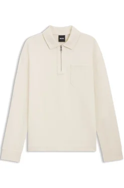 Sweatshirt aus angerautem Baumwoll-Mix mit Reißverschluss