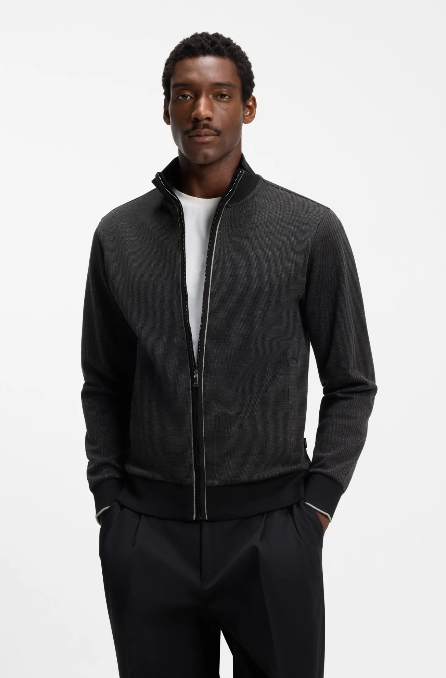 Sweatshirt aus Baumwolle mit Troyerkragen