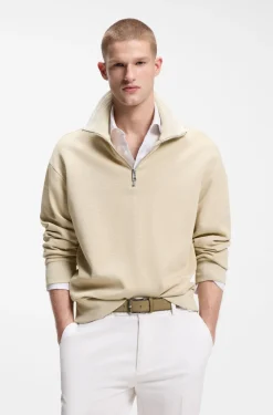 Sweatshirt aus Baumwolle mit kurzem Reißverschluss