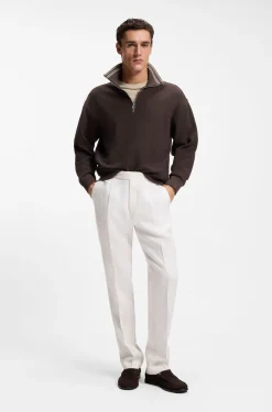Sweatshirt aus Baumwolle mit kurzem Reißverschluss