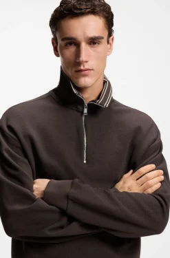 Sweatshirt aus Baumwolle mit kurzem Reißverschluss