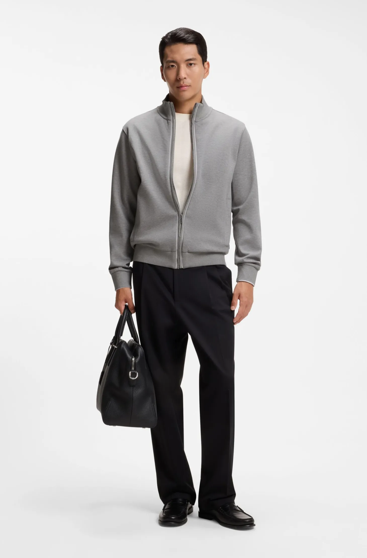 Sweatshirt aus Baumwolle mit Troyerkragen