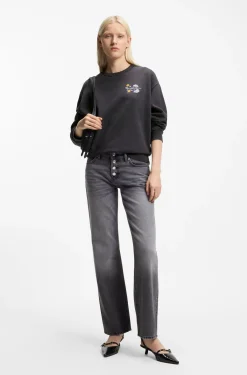 Sweatshirt aus Baumwolle mit Blumen-Artwork