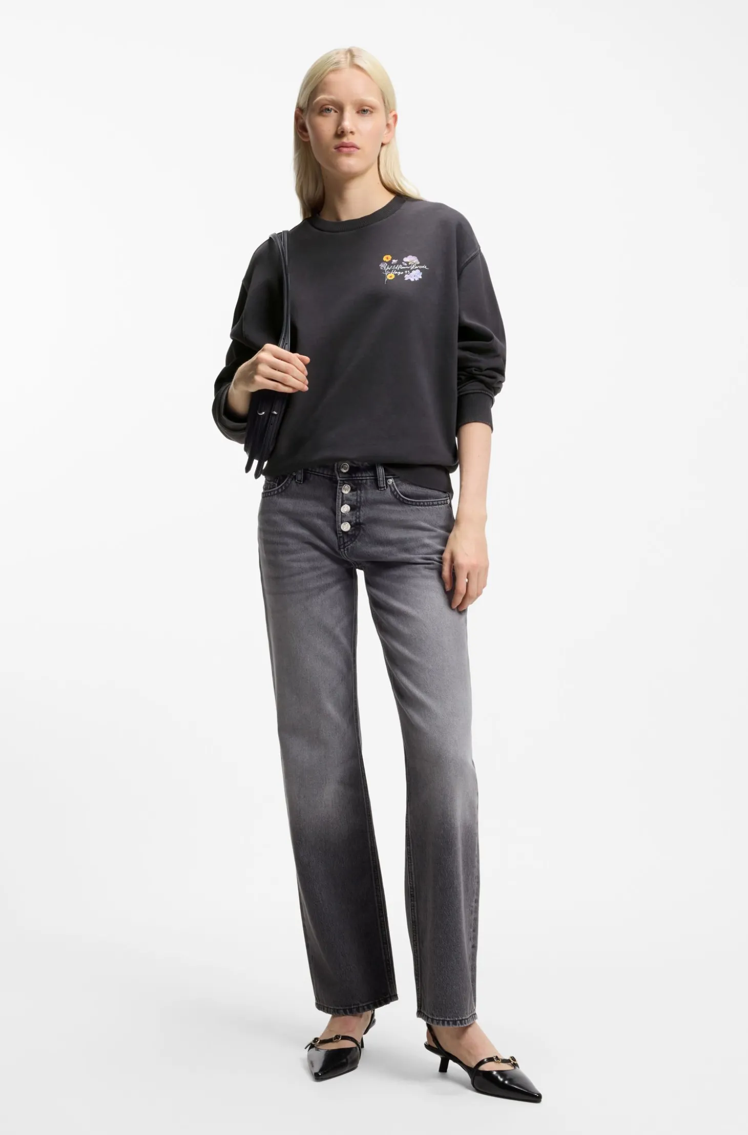 Sweatshirt aus Baumwolle mit Blumen-Artwork