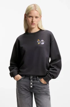 Sweatshirt aus Baumwolle mit Blumen-Artwork