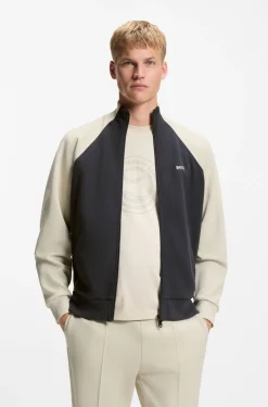 Sweatshirt aus Baumwoll-Mix mit kontrastfarbenen Paspeln