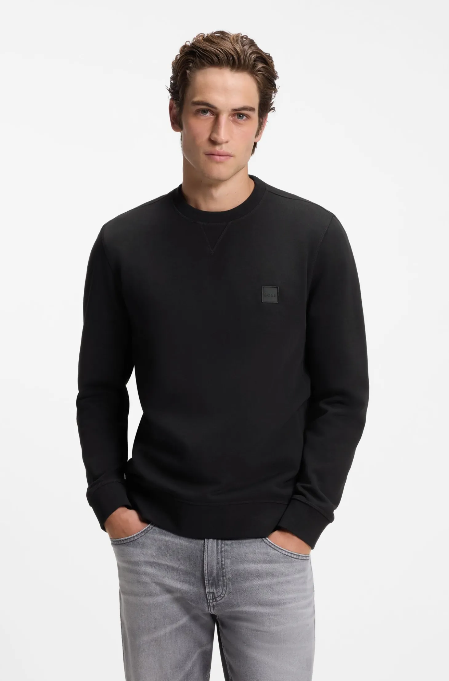 Sweatshirt aus Baumwoll-Terry mit Logo-Patch