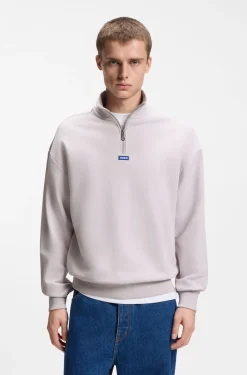 Sweatshirt aus Baumwoll-Terry mit Troyerkragen
