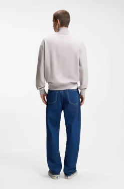 Sweatshirt aus Baumwoll-Terry mit Troyerkragen
