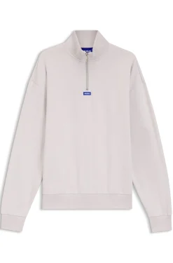 Sweatshirt aus Baumwoll-Terry mit Troyerkragen