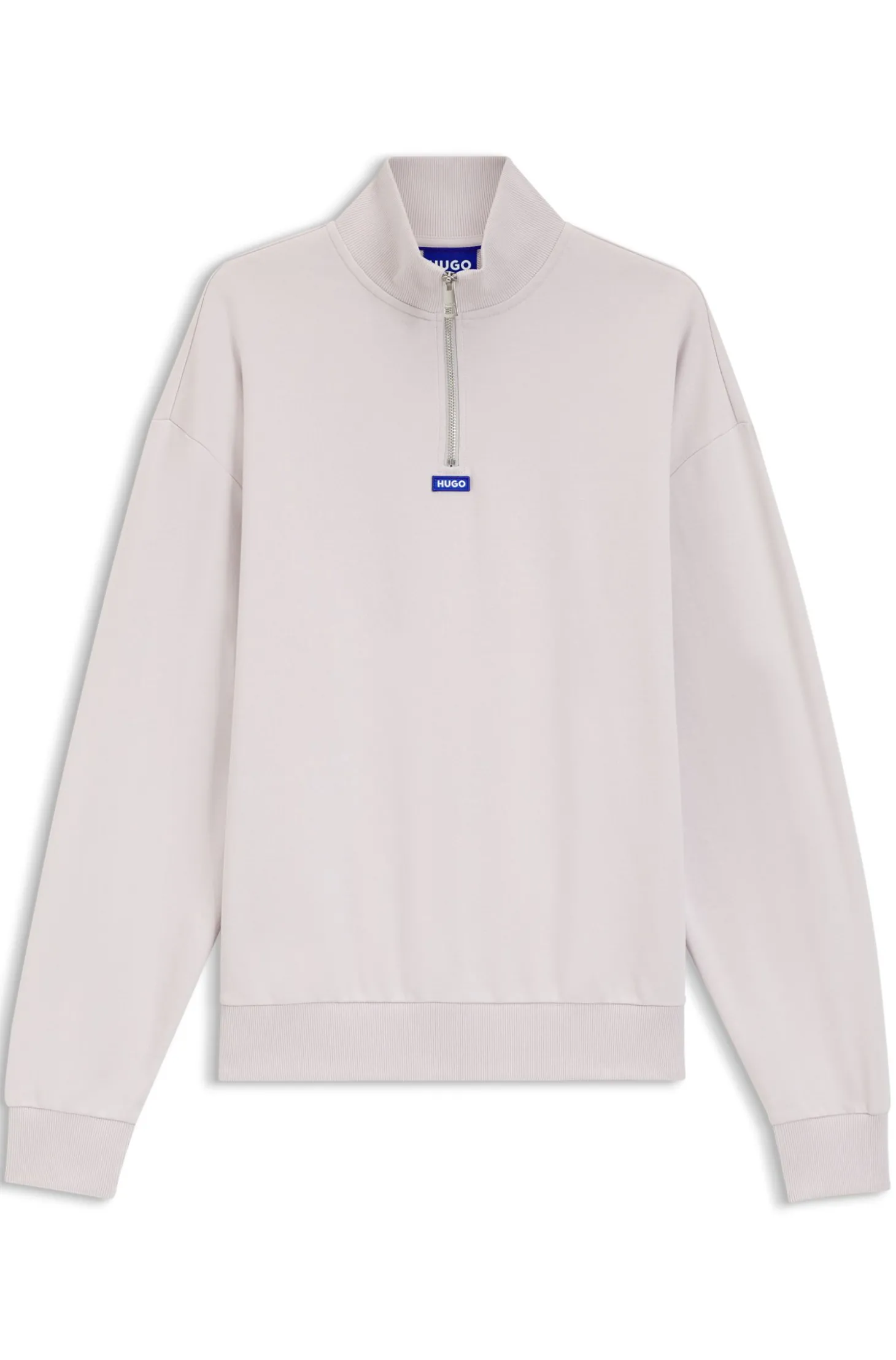 Sweatshirt aus Baumwoll-Terry mit Troyerkragen