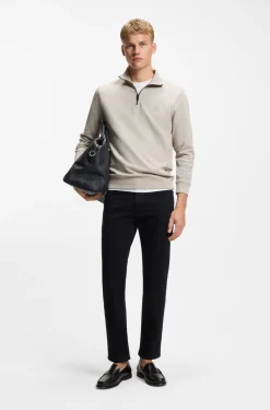 Sweatshirt aus Baumwoll-Terry mit Troyerkragen