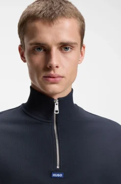 Sweatshirt aus Baumwoll-Terry mit Troyerkragen