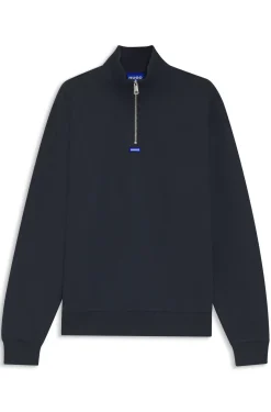 Sweatshirt aus Baumwoll-Terry mit Troyerkragen