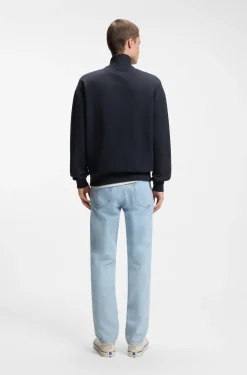 Sweatshirt aus Baumwoll-Terry mit Troyerkragen