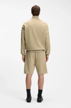 Sweatshirt aus Baumwoll-Terry mit Troyerkragen