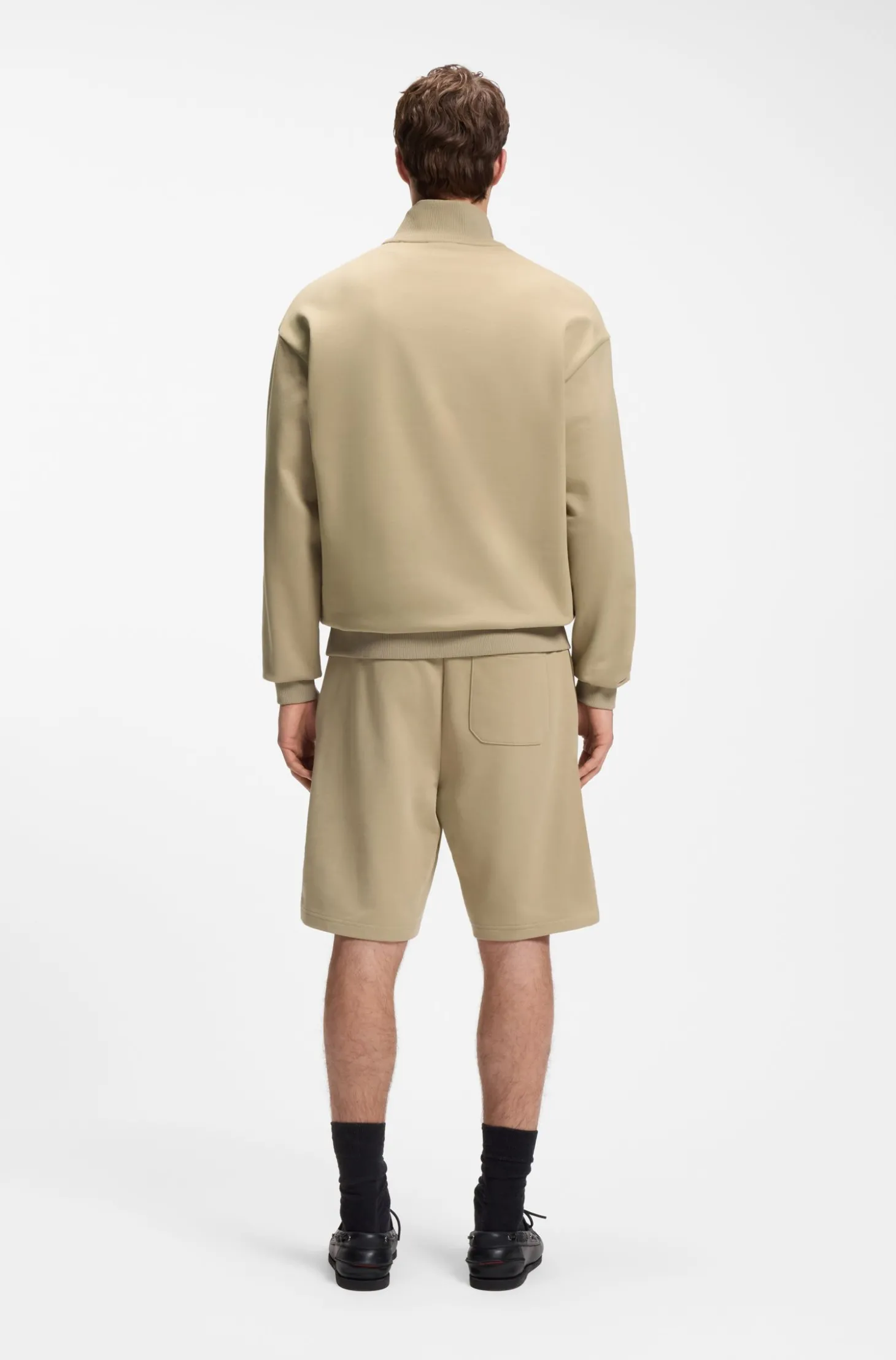 Sweatshirt aus Baumwoll-Terry mit Troyerkragen