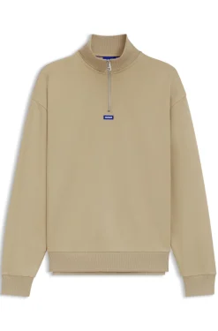 Sweatshirt aus Baumwoll-Terry mit Troyerkragen