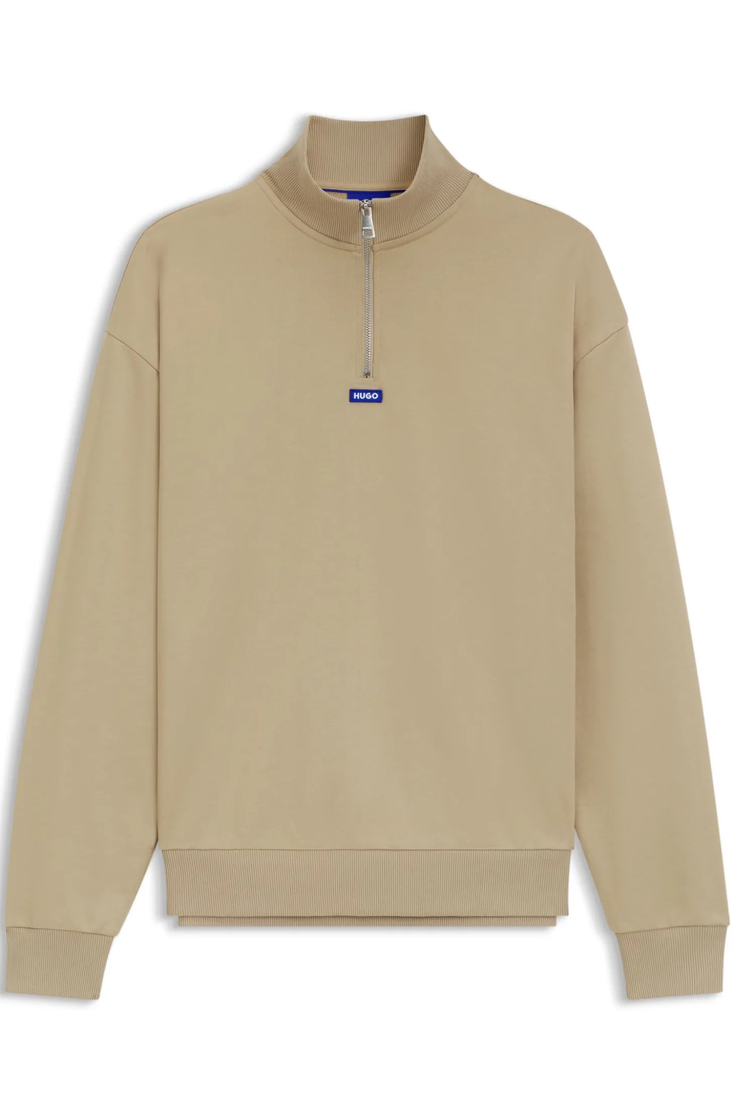 Sweatshirt aus Baumwoll-Terry mit Troyerkragen