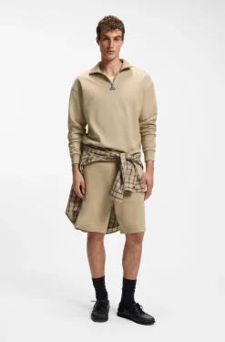 Sweatshirt aus Baumwoll-Terry mit Troyerkragen