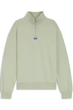Sweatshirt aus Baumwoll-Terry mit Troyerkragen