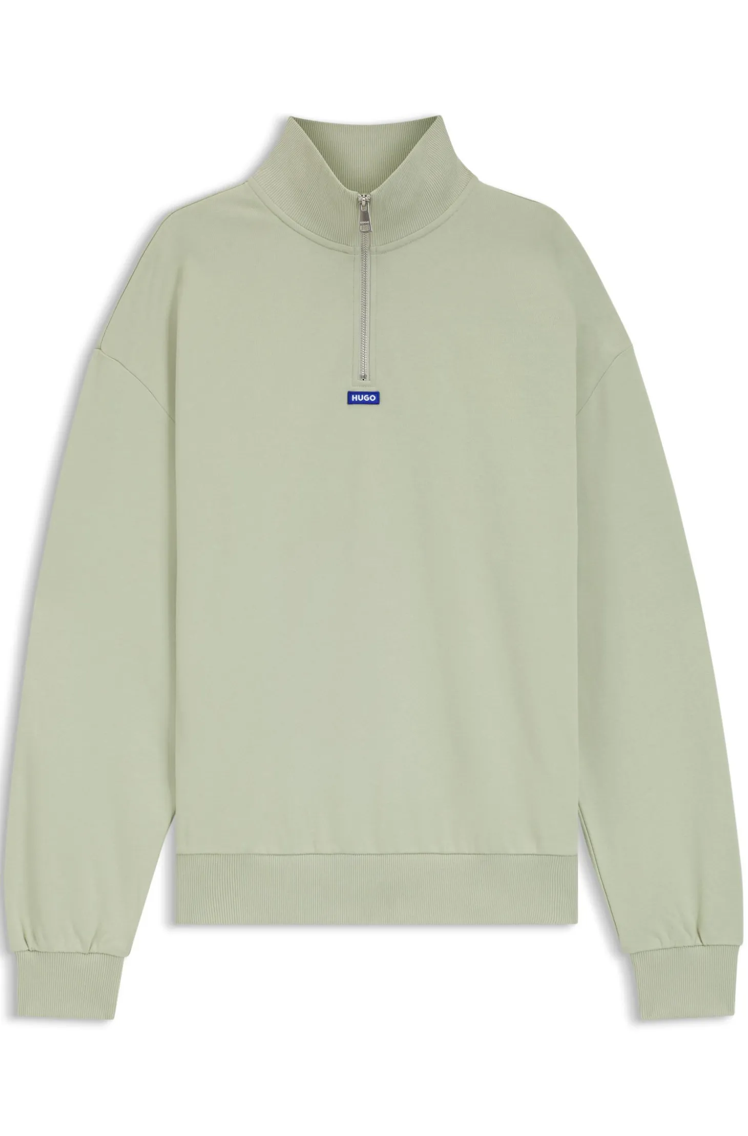 Sweatshirt aus Baumwoll-Terry mit Troyerkragen