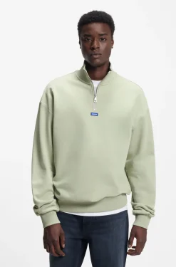 Sweatshirt aus Baumwoll-Terry mit Troyerkragen