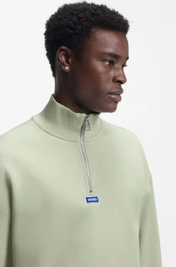 Sweatshirt aus Baumwoll-Terry mit Troyerkragen