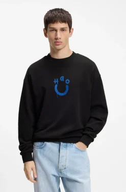 Sweatshirt aus Baumwoll-Terry mit Happy HUGO