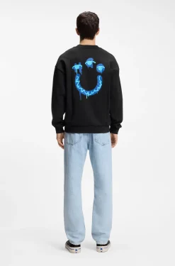 Sweatshirt aus Baumwoll-Terry mit Happy HUGO