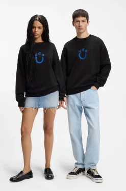 Sweatshirt aus Baumwoll-Terry mit Happy HUGO