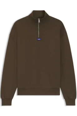 Sweatshirt aus Baumwoll-Terry mit Troyerkragen