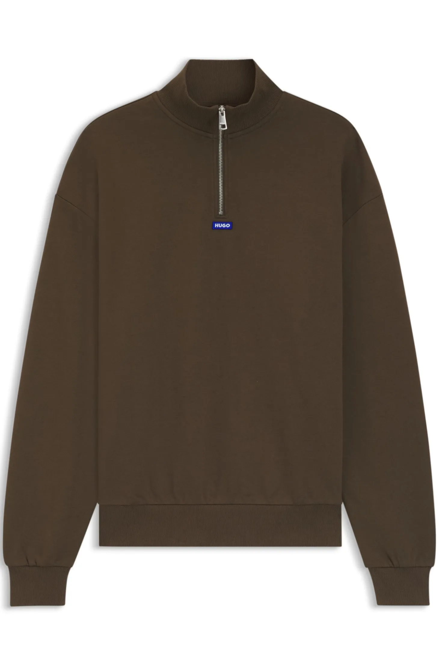 Sweatshirt aus Baumwoll-Terry mit Troyerkragen