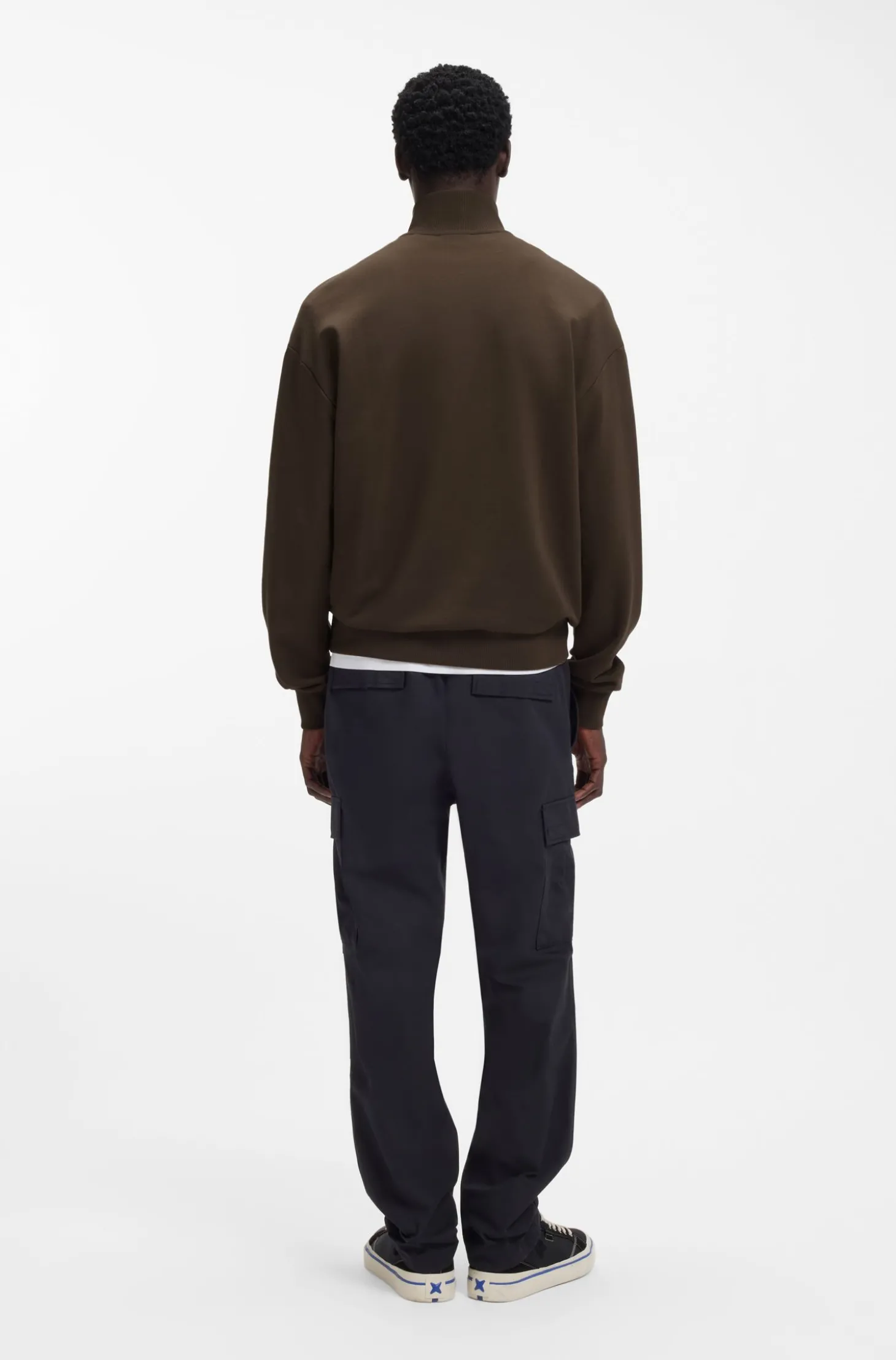 Sweatshirt aus Baumwoll-Terry mit Troyerkragen