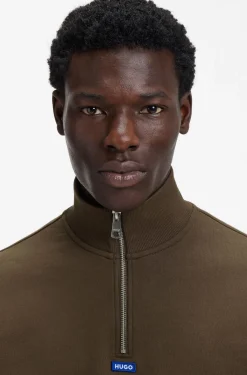 Sweatshirt aus Baumwoll-Terry mit Troyerkragen