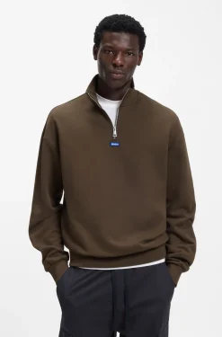 Sweatshirt aus Baumwoll-Terry mit Troyerkragen