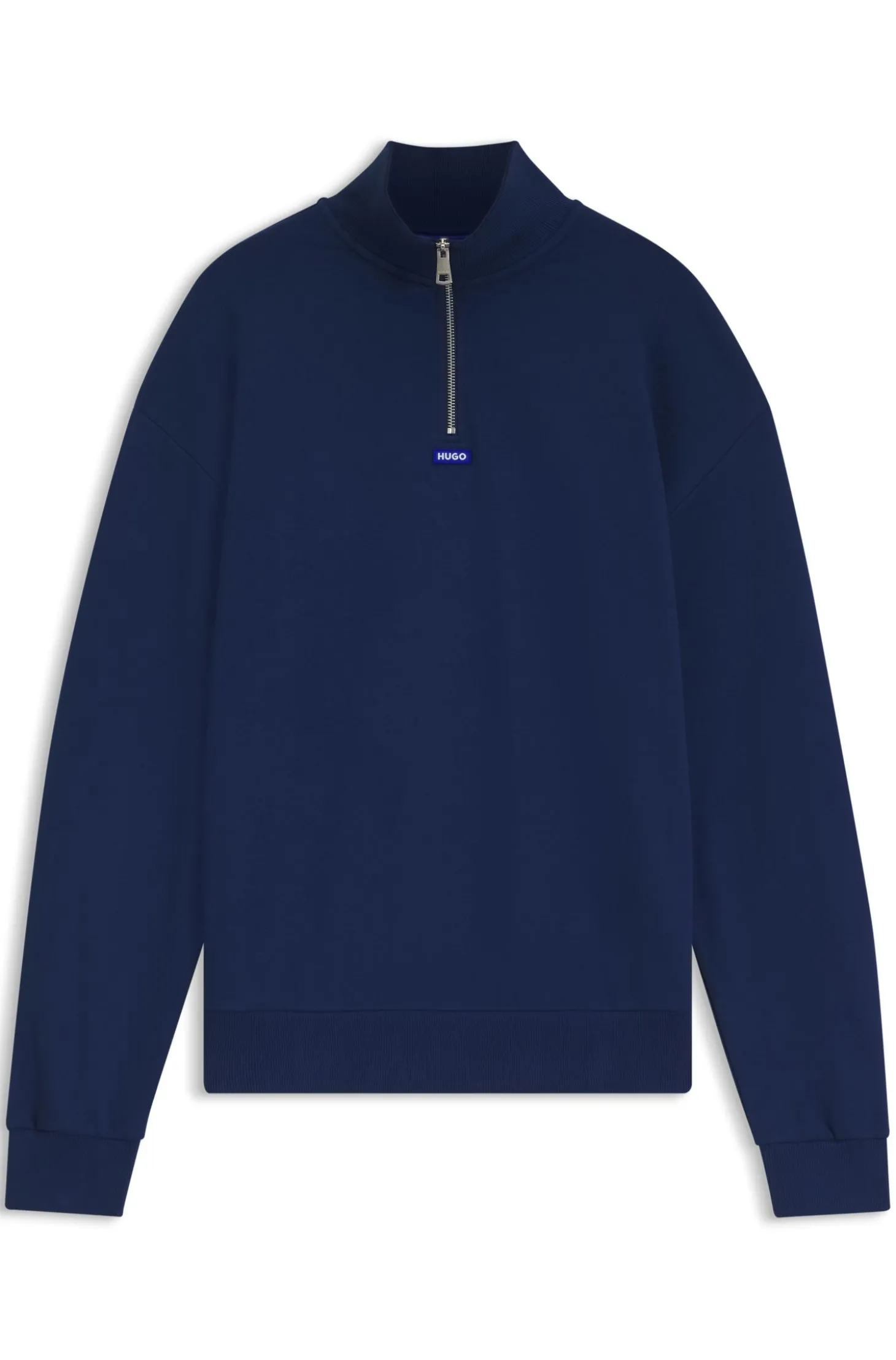 Sweatshirt aus Baumwoll-Terry mit Troyerkragen