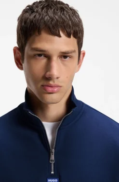 Sweatshirt aus Baumwoll-Terry mit Troyerkragen