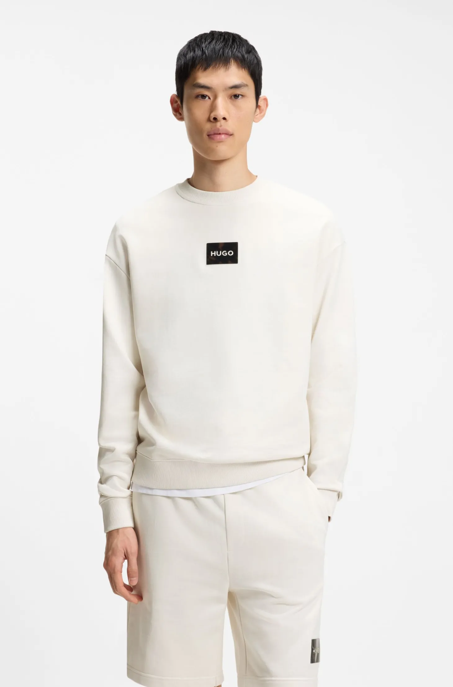 Sweatshirt aus Baumwoll-Terry mit Logo-Patch in Schildpatt-Optik