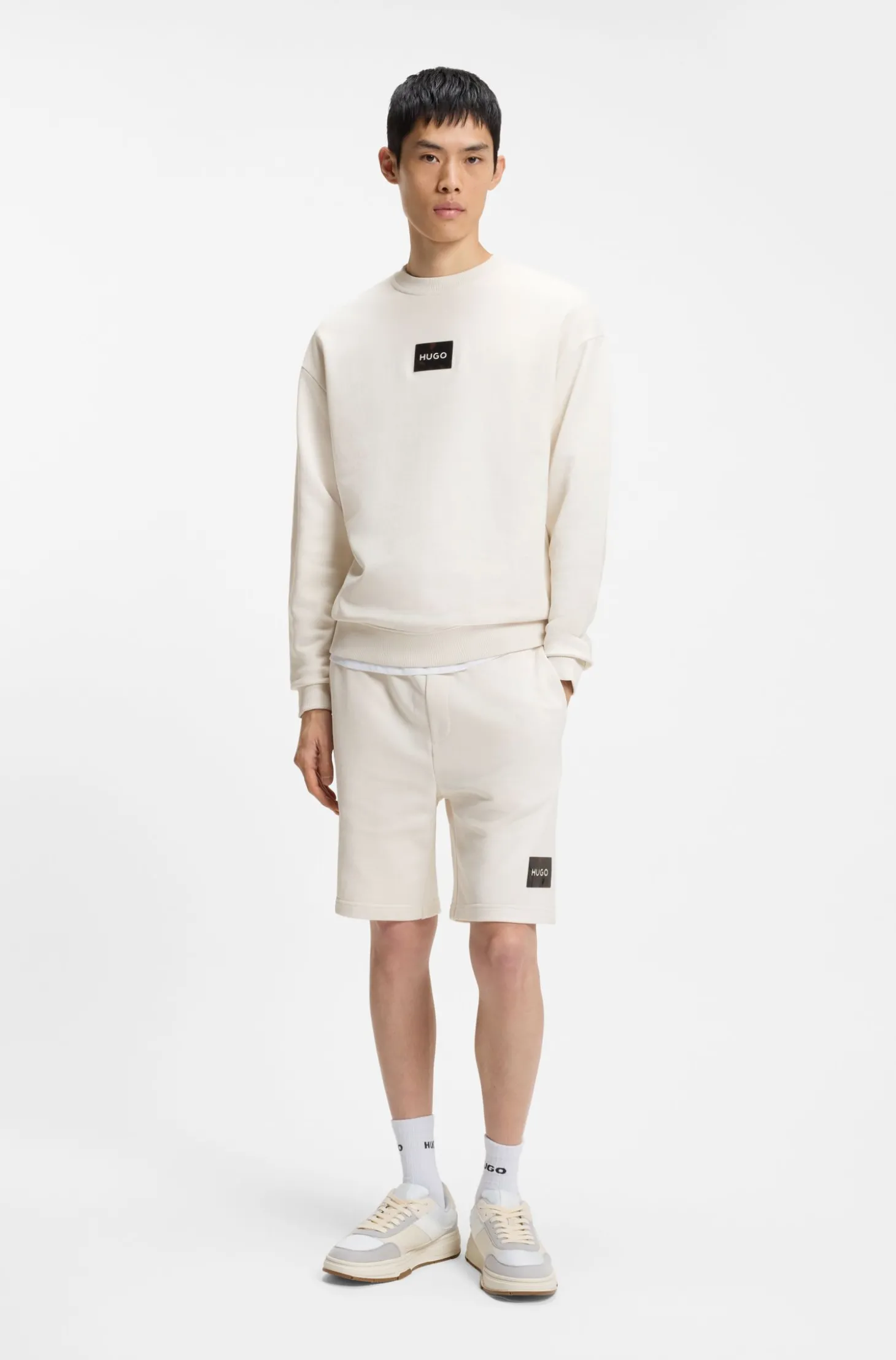 Sweatshirt aus Baumwoll-Terry mit Logo-Patch in Schildpatt-Optik