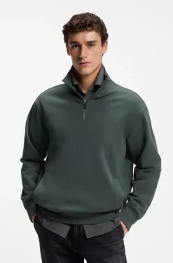 Sweatshirt aus Baumwoll-Terry mit kurzem Reißverschluss