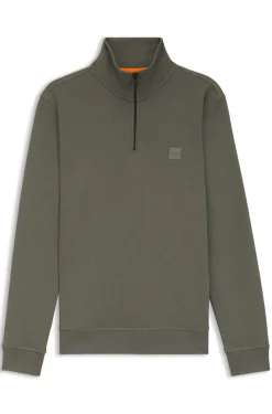 Sweatshirt aus Baumwoll-Terry mit Troyerkragen