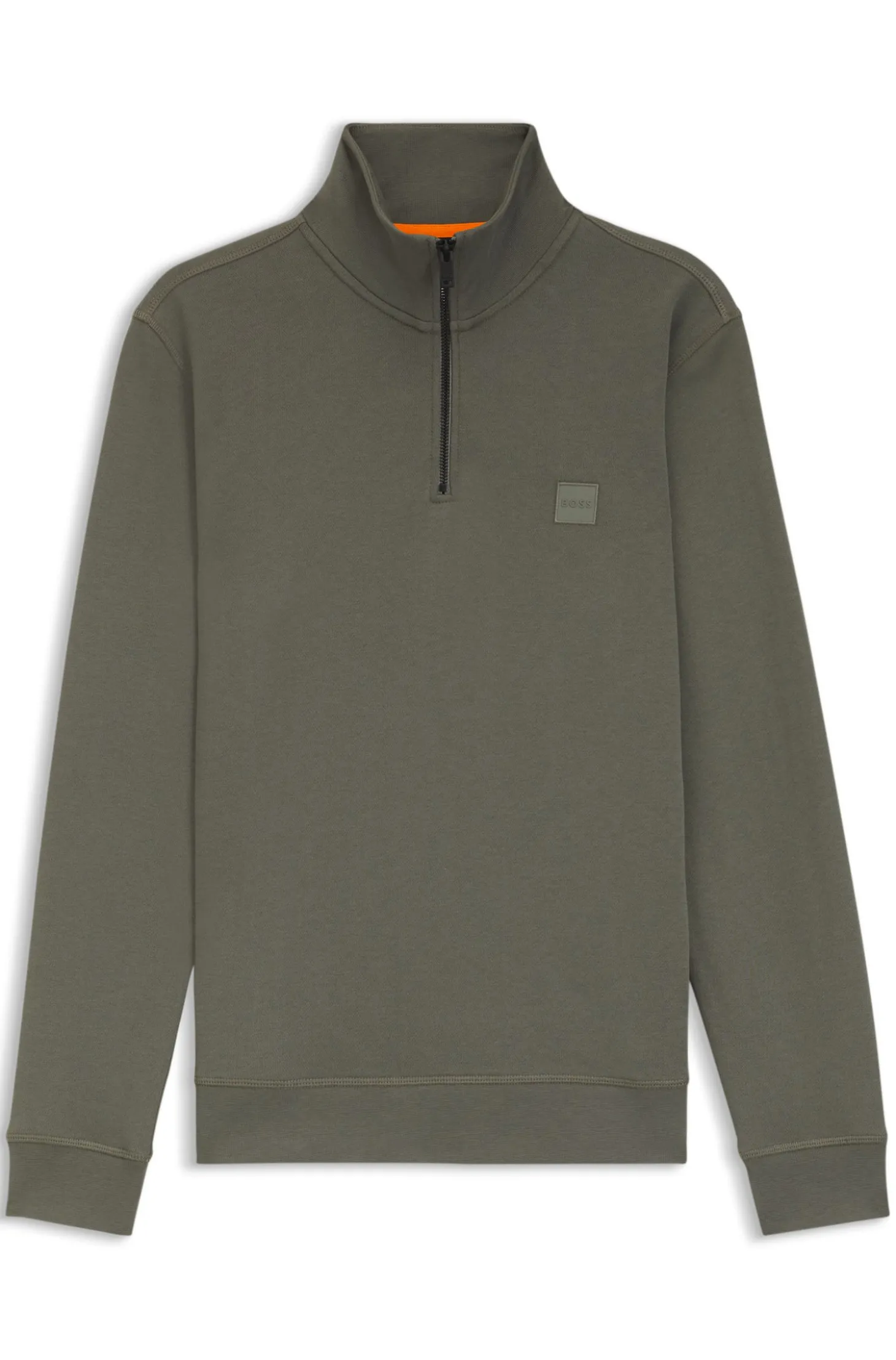Sweatshirt aus Baumwoll-Terry mit Troyerkragen