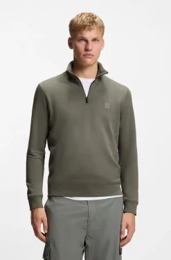 Sweatshirt aus Baumwoll-Terry mit Troyerkragen