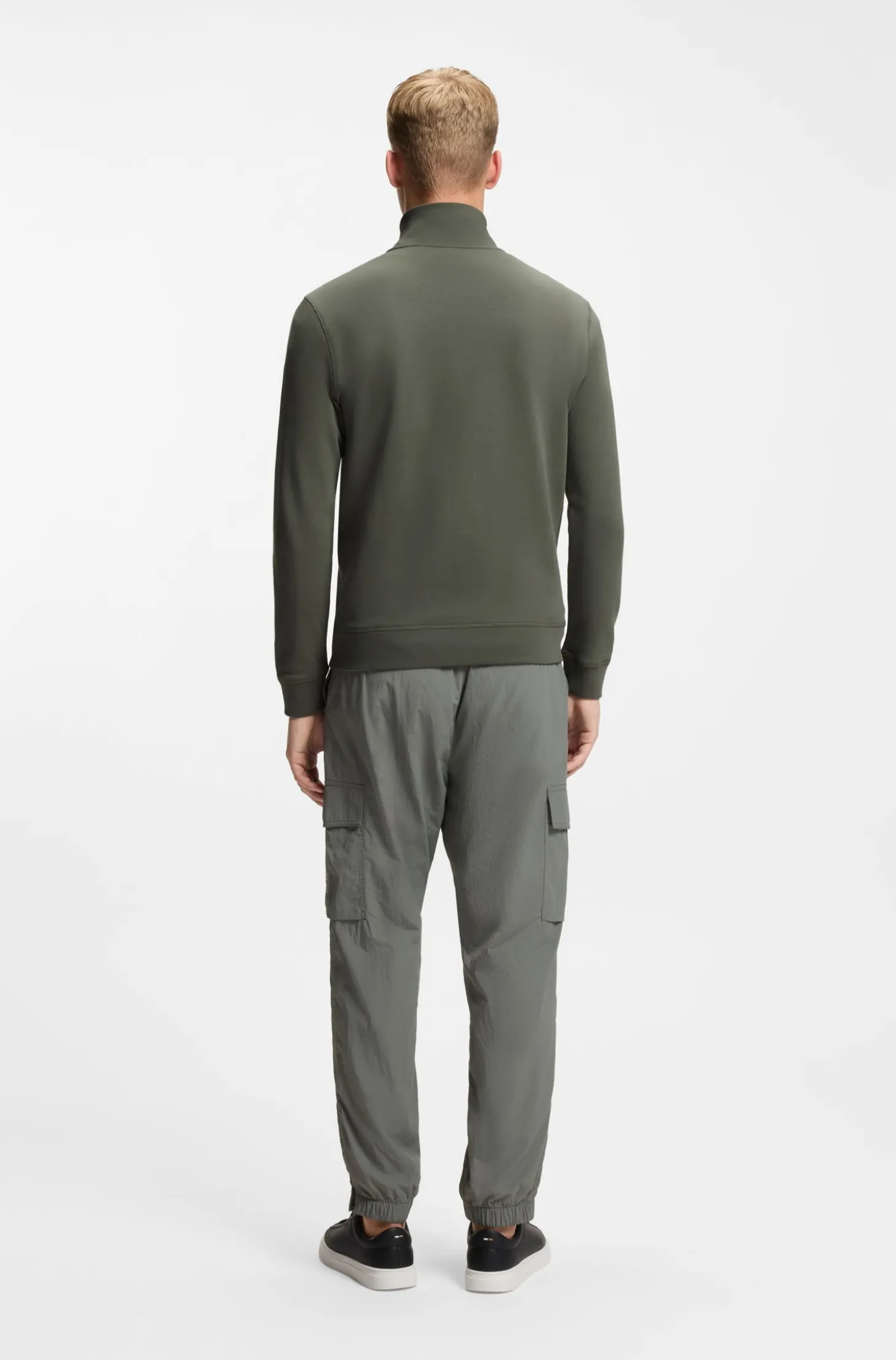 Sweatshirt aus Baumwoll-Terry mit Troyerkragen