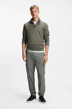 Sweatshirt aus Baumwoll-Terry mit Troyerkragen