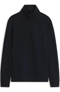 Sweatshirt aus Baumwoll-Terry mit Troyerkragen