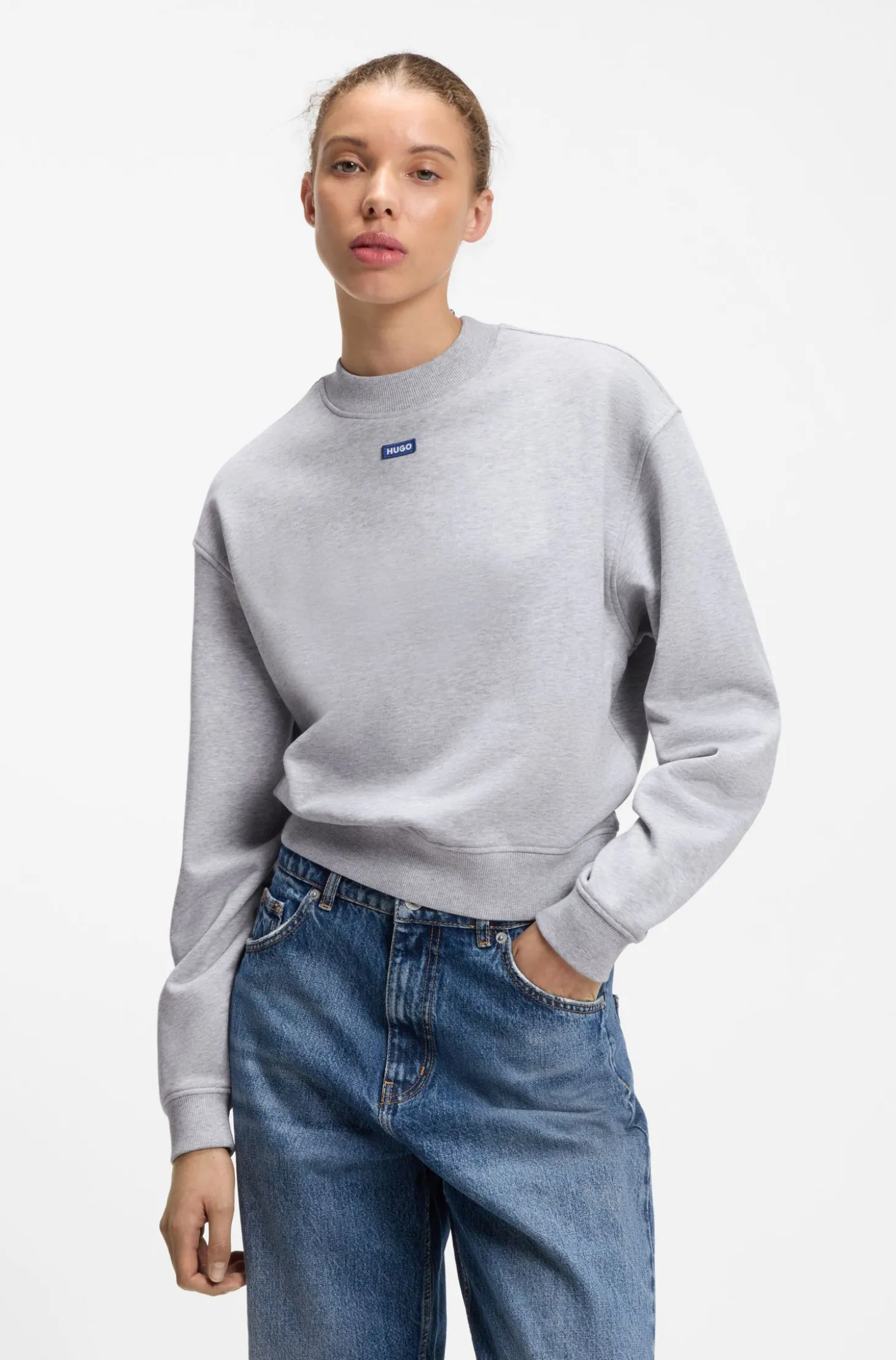 Sweatshirt aus Baumwoll-Terry mit Logo-Badge