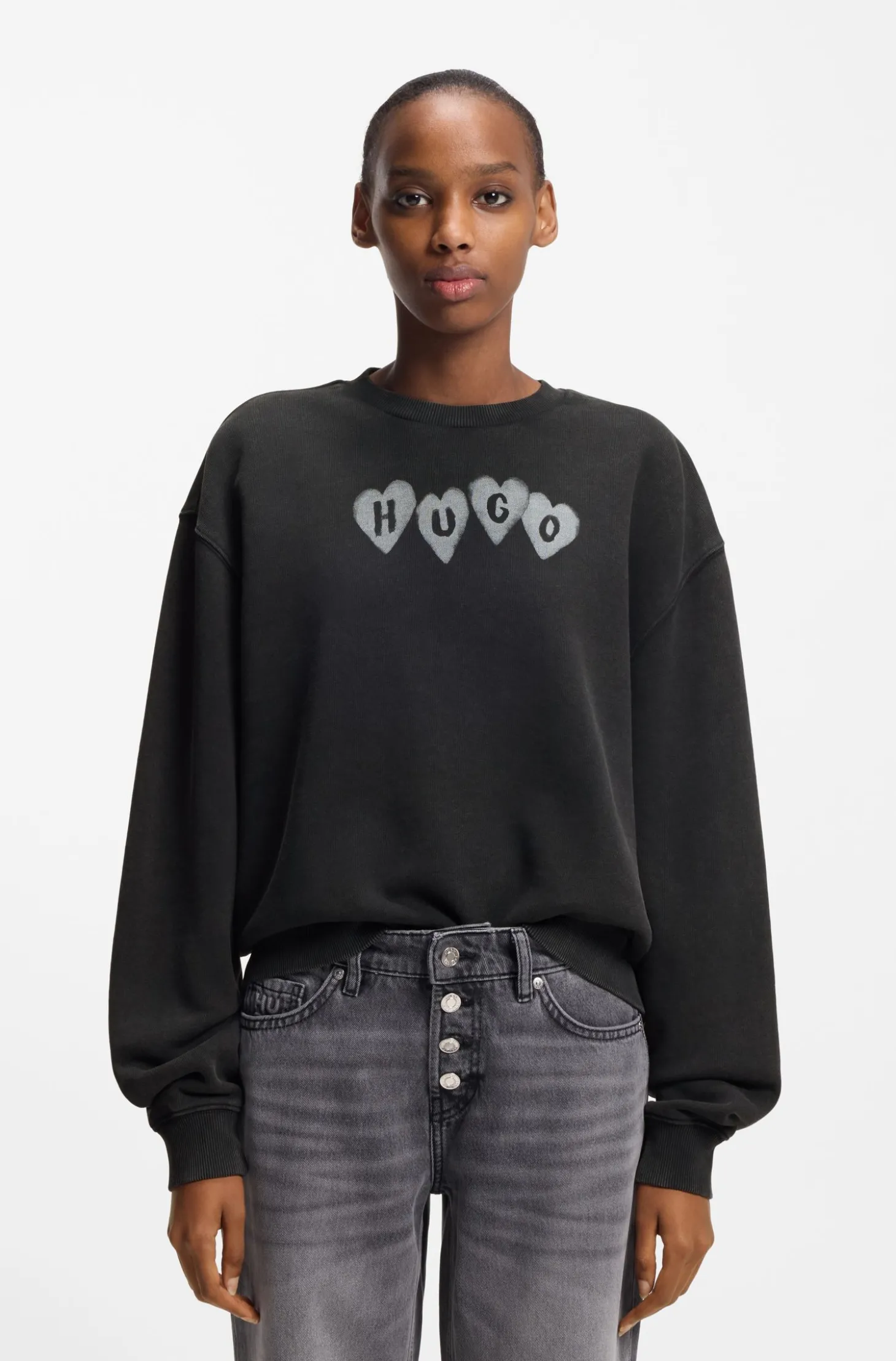 Sweatshirt aus Baumwoll-Terry mit Herz-Logo