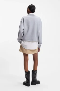 Sweatshirt aus Baumwoll-Terry mit Logo-Kragen